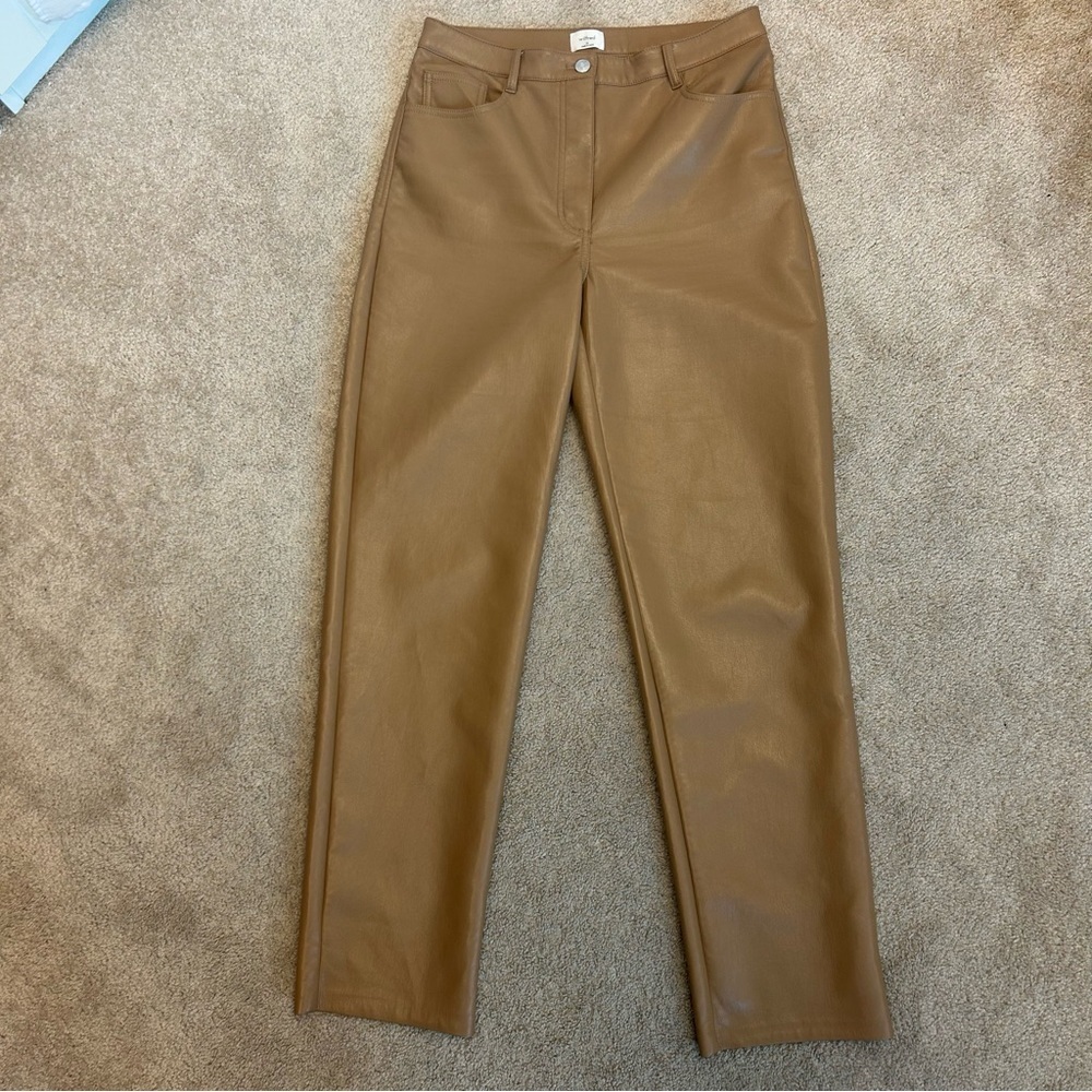 Aritzia Wilfred Melina pants in constant camel vegan leather Pleather Sz 10